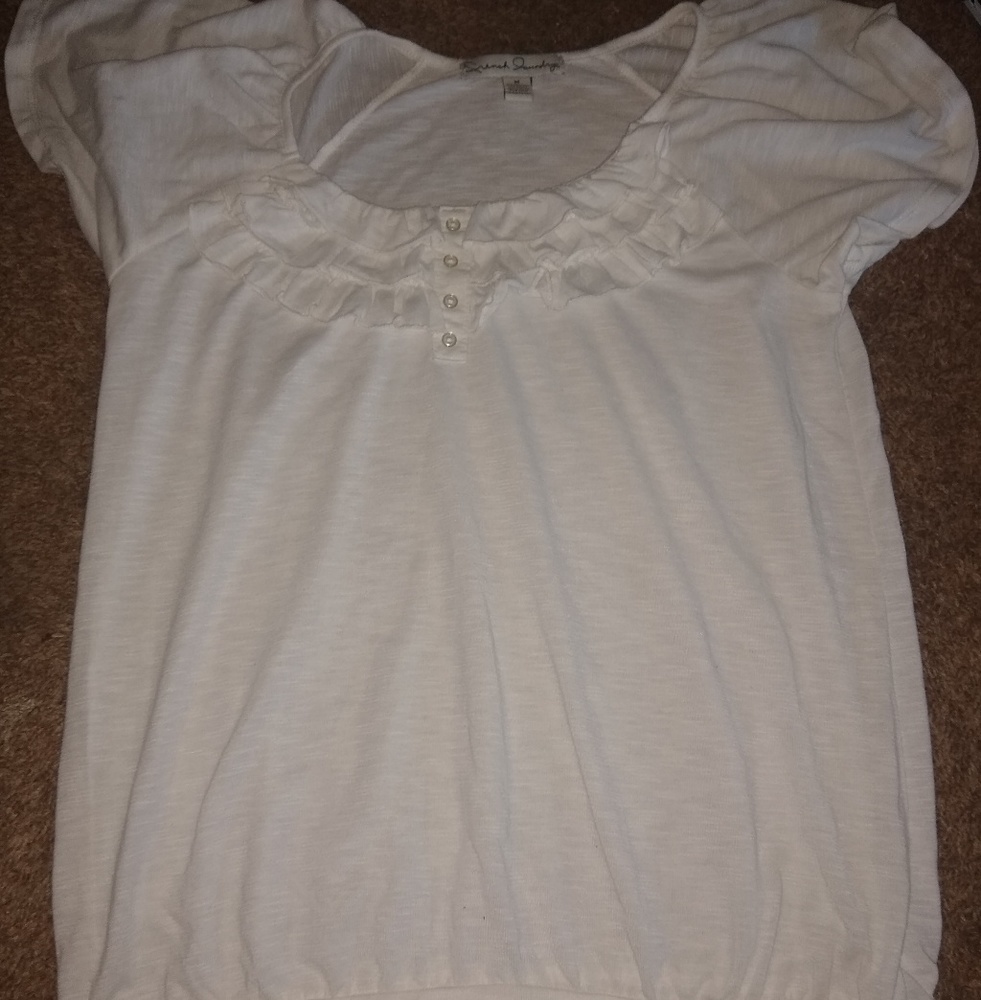 French Laundry white ruffle top